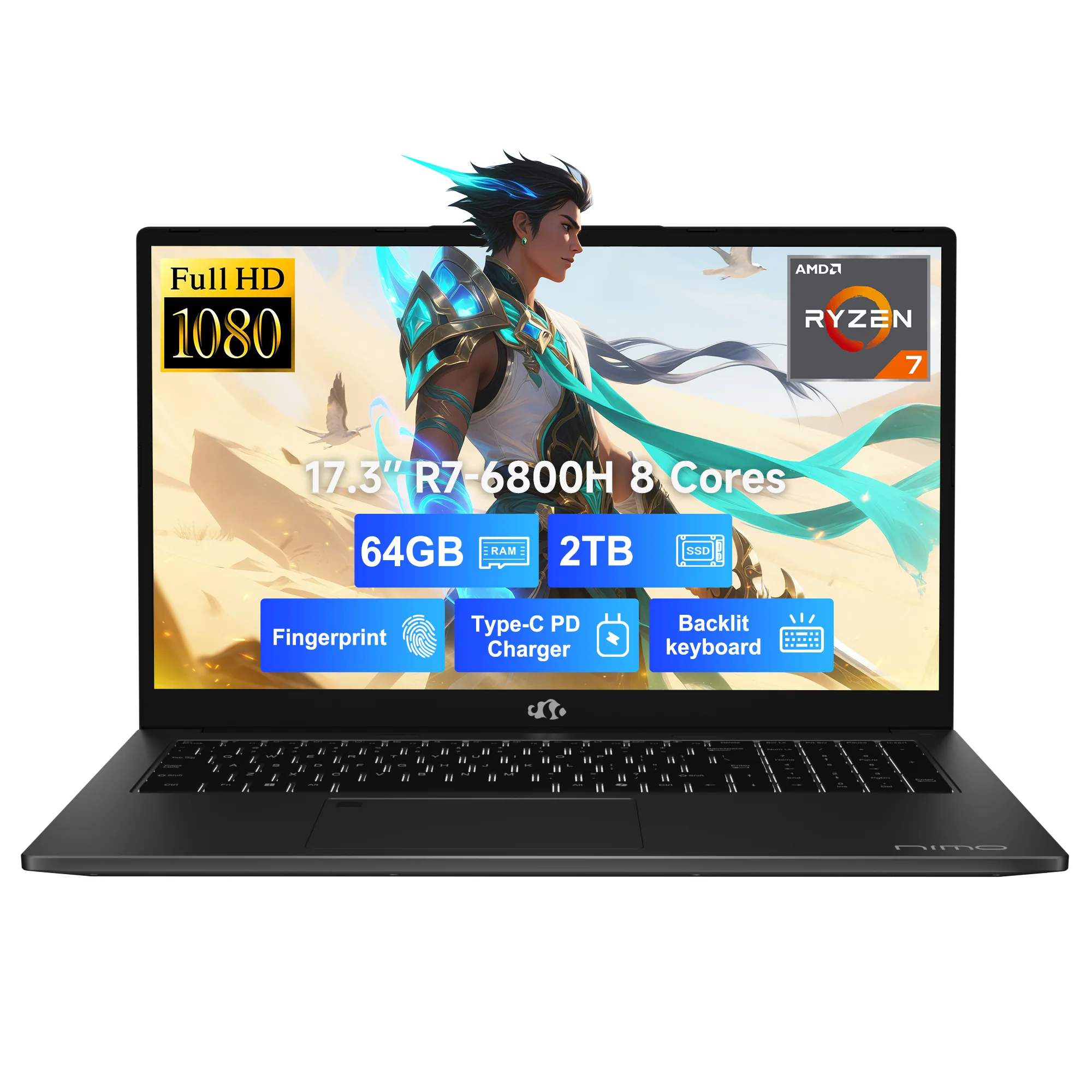 Nimo 17.3" N174 R7 6800H FHD Business Gaming Laptop -AMZ